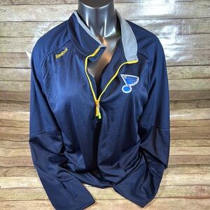 NWOT - Reebok Men's St. Louis Blues Navy 1/4 zip top